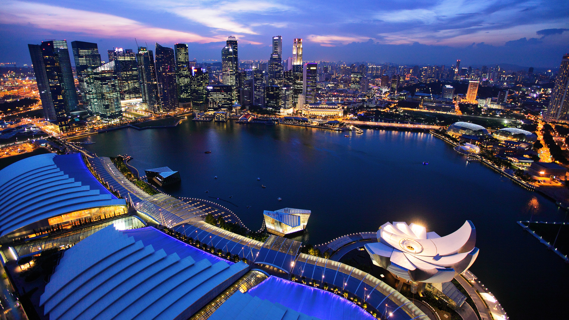 Singapore skyline at night